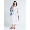 thumbnail image 1 of Free Assembly Women's Sleeveless Embroidered Cotton V-Neck Midi Dress, Sizes XS-XXL, 1 of 5