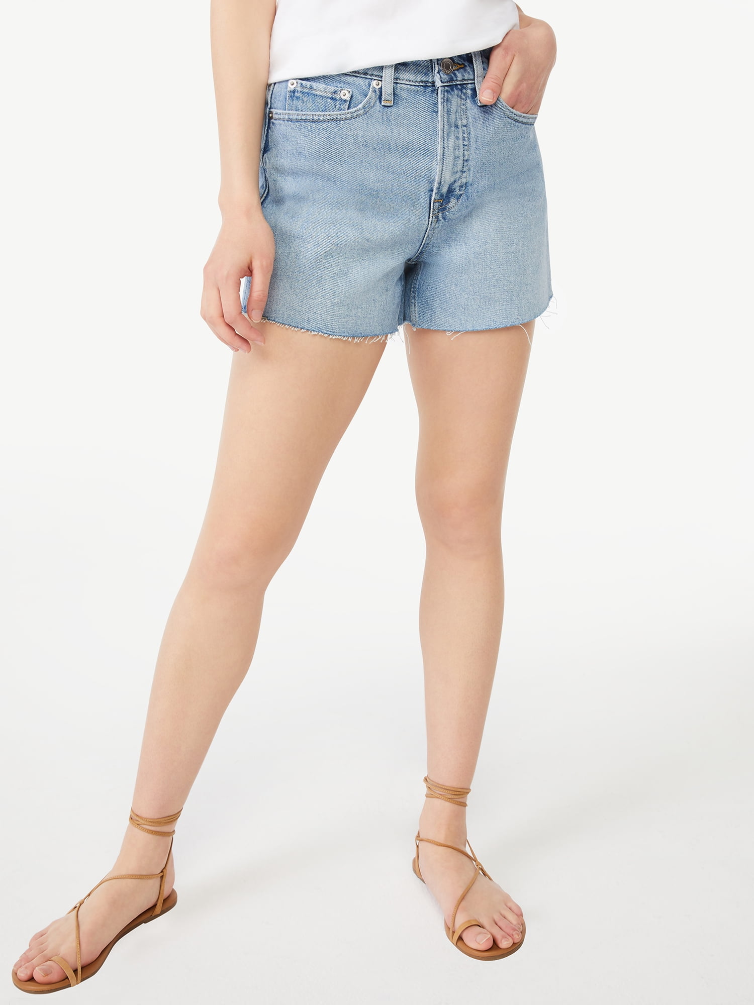 ★ ★ Women's Signature 90s Fit 6 Inch Denim Shor Free Assembly Women's 90's Cut Off Denim Shorts - Walmart.com