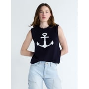 Women's and Women's Plus Roll Neck Sleeveless Cotton Sweater, Lightweight, Sizes XS-4X