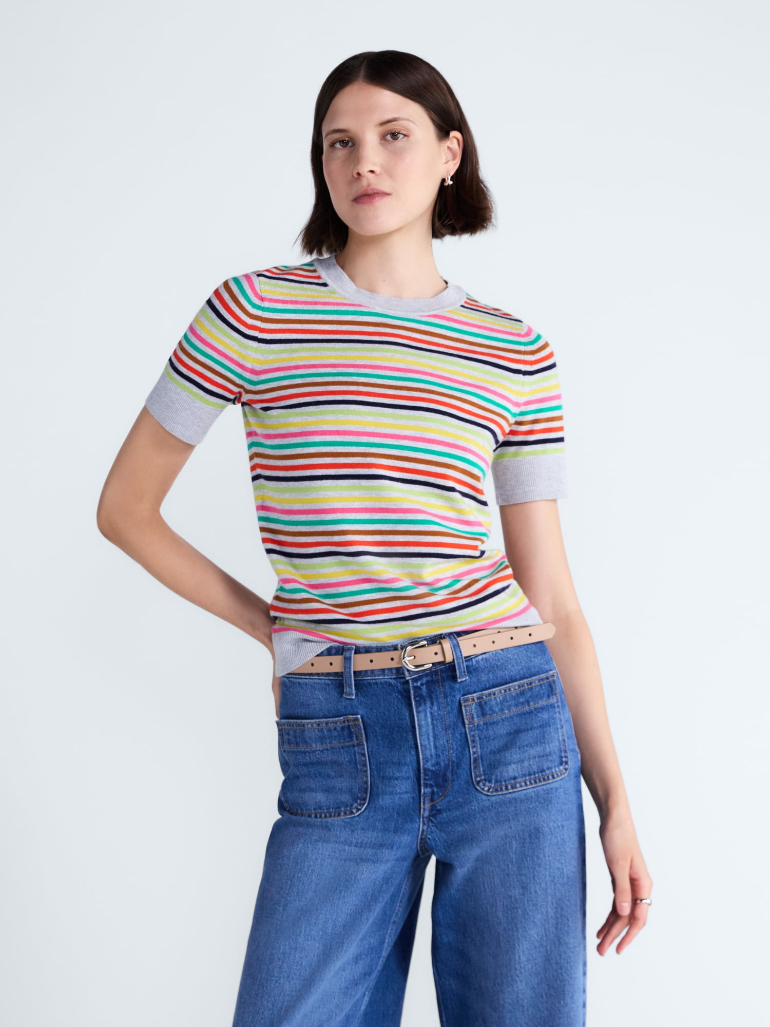 Free Assembly Women's and Women's Plus Cozy Yarn Sweater Tee with Short Sleeves, Sizes XS-4X