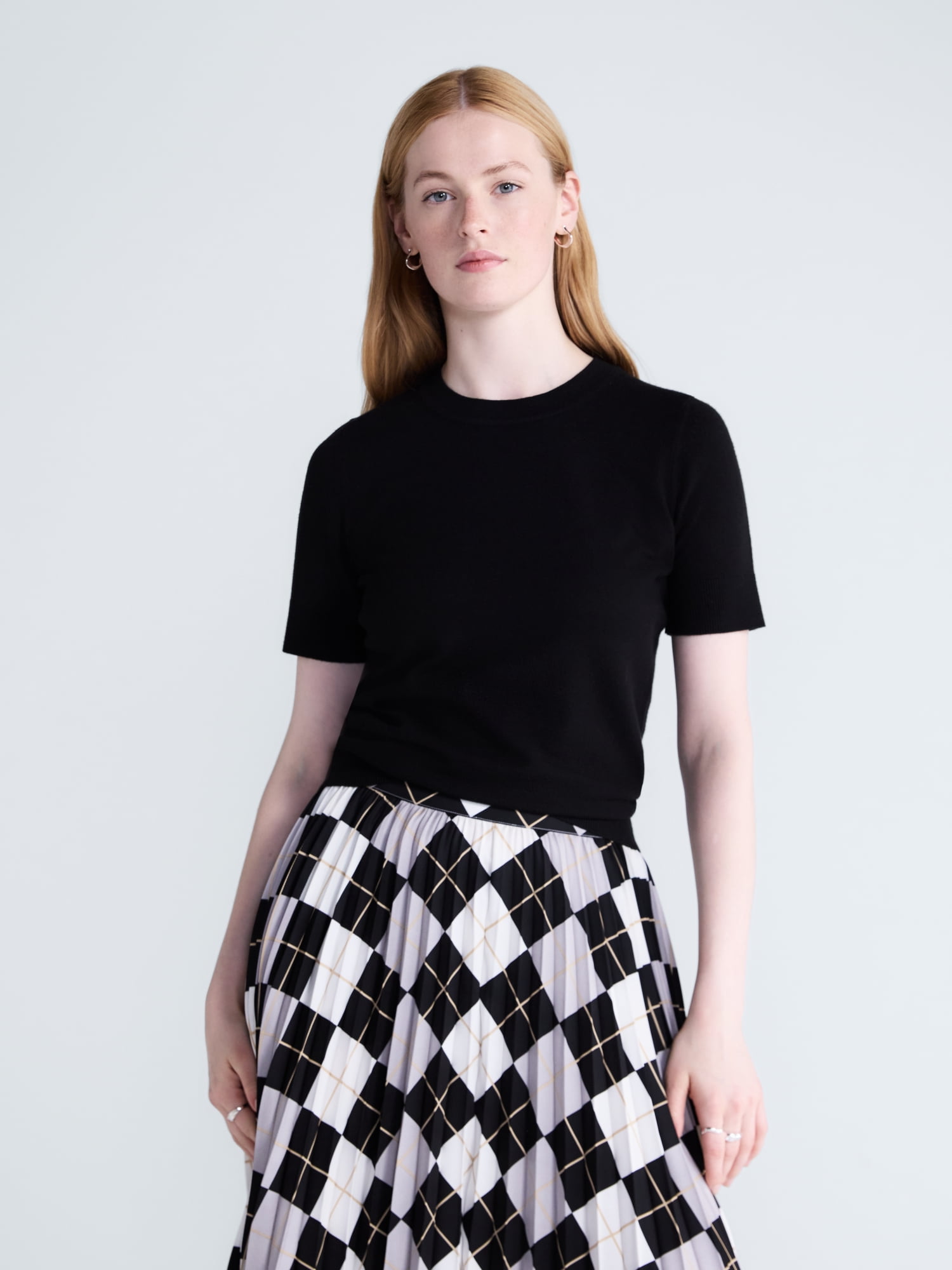 Free Assembly Women's and Women's Plus Cozy Yarn Sweater Tee with Short Sleeves, Sizes XS-4X