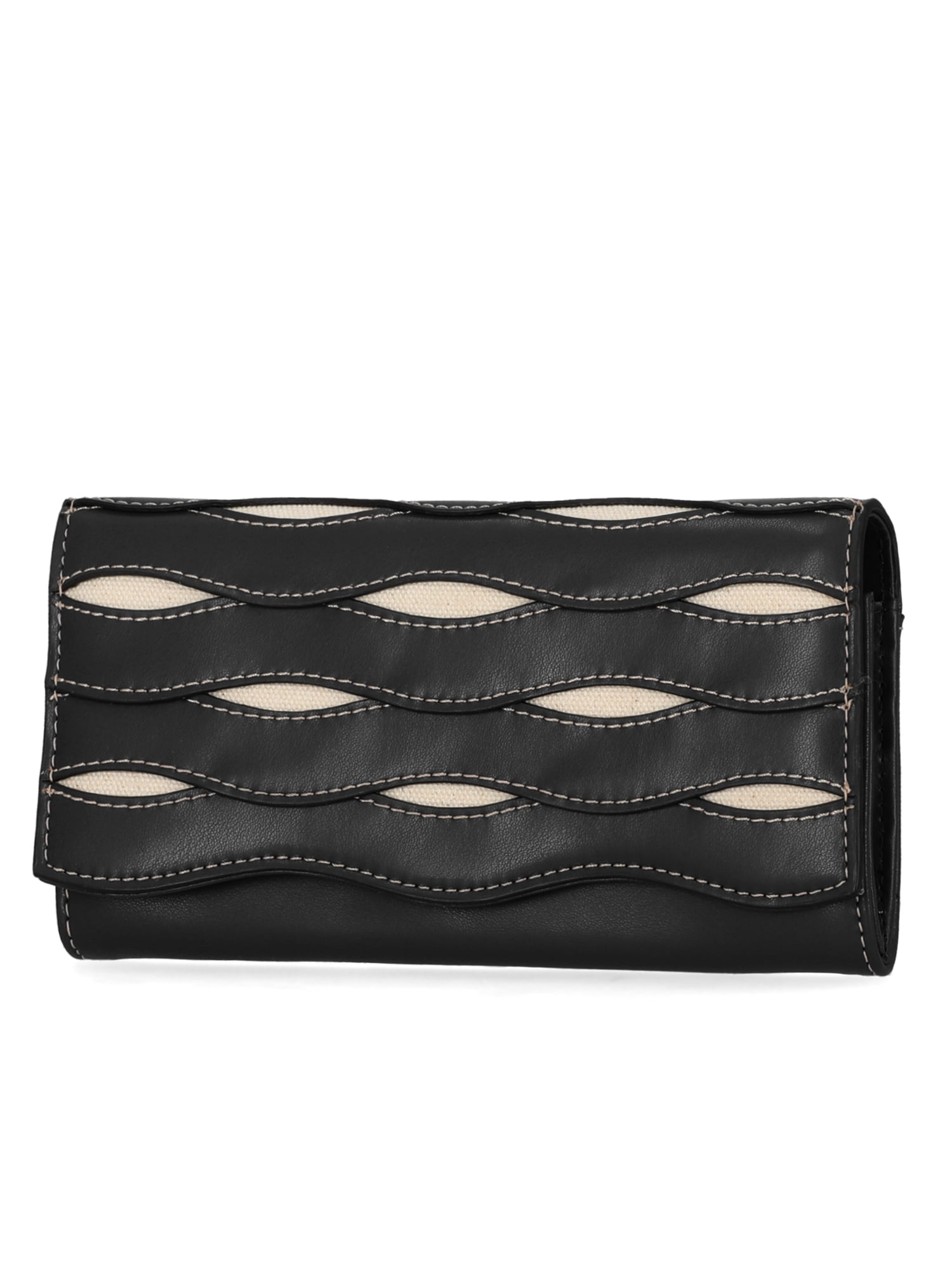 Women's Avery Cut Out Clutch Wallet, Black and Cream