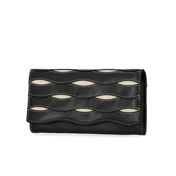 Free Assembly Women's Avery Flap Wallet,Black and Cream
