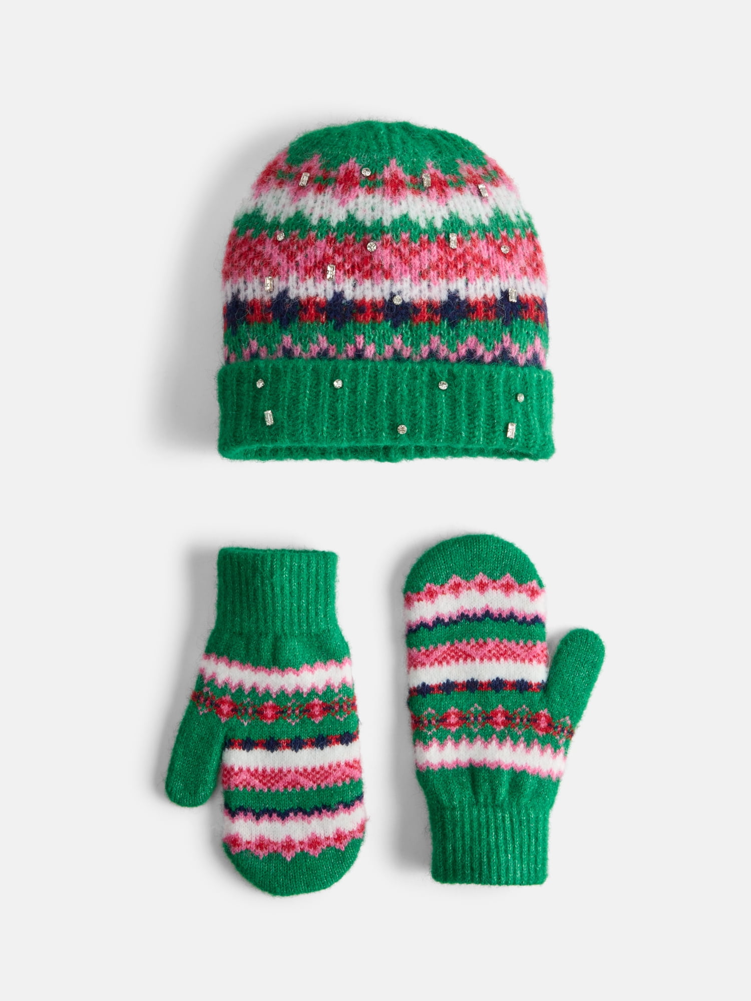 Free Assembly Women's Beanie Mitten Set, Green