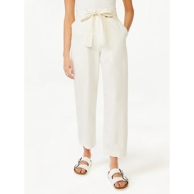 Free Assembly Women #39 s Belted Barrel Pants Walmart com