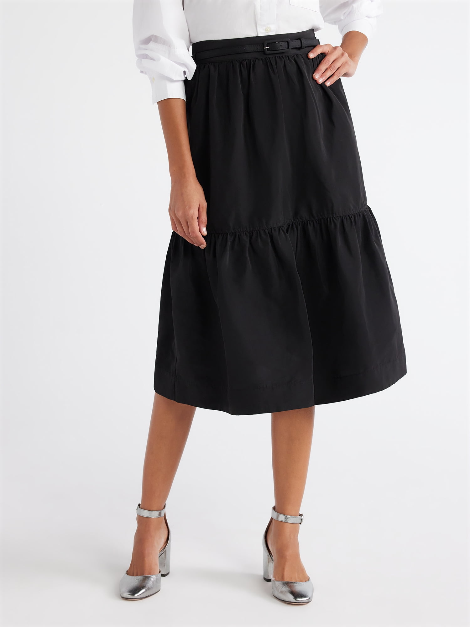 Free Assembly Women\'s Belted Midi Skirt, Sizes 0-22
