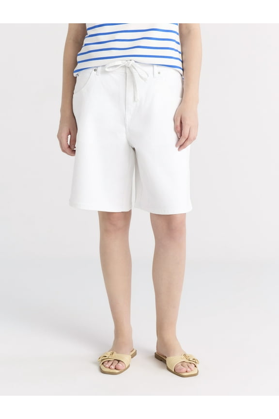 Women's and Women's Plus Bermuda Shorts with Belt, 9" Inseam, Sizes 0-28