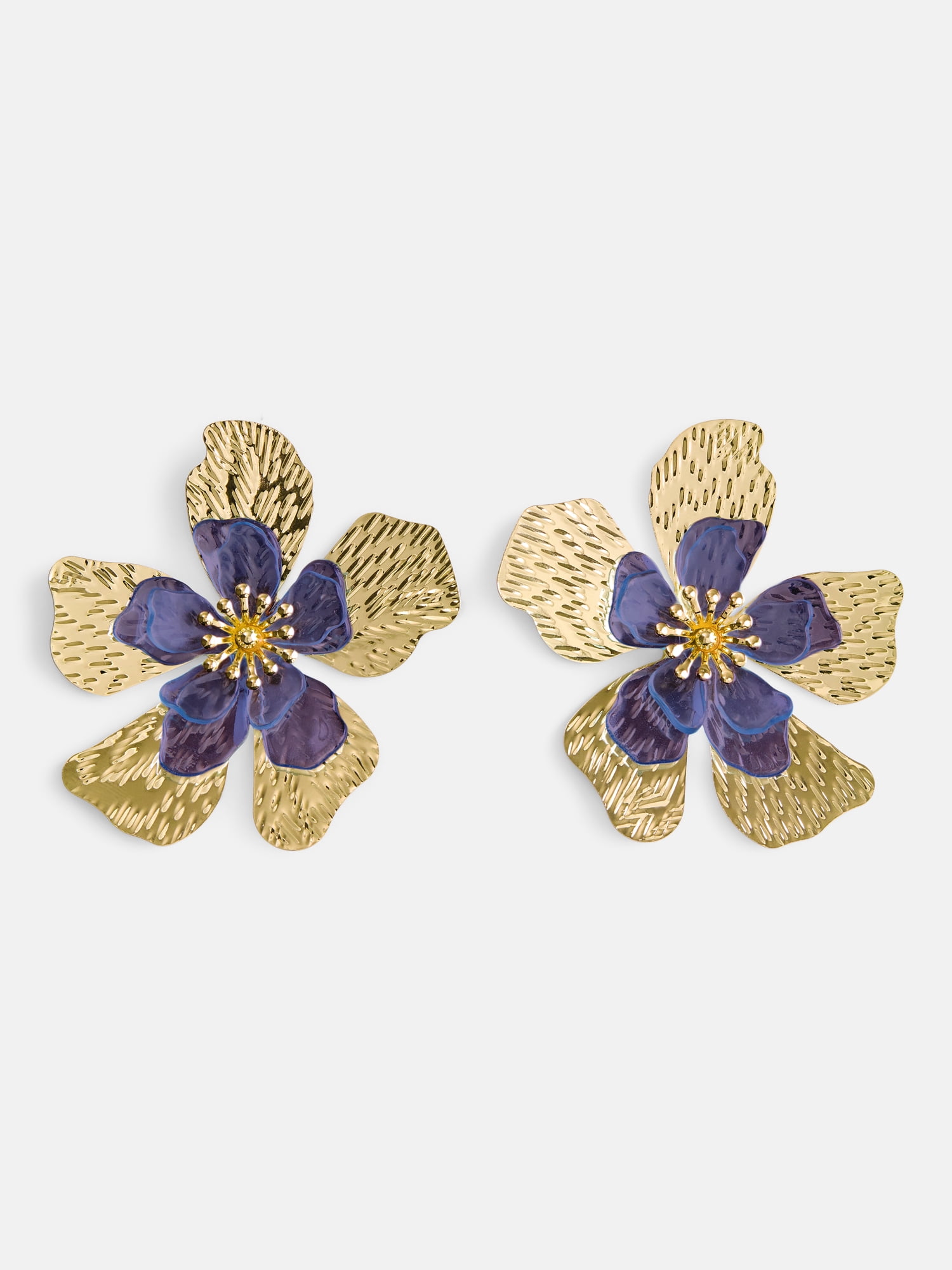 Free Assembly Women's Sculpted Flower Stud Earrings