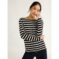 thumbnail image 1 of Free Assembly Women's Boatneck Tee with Long Sleeves, XS-XXL, 1 of 5