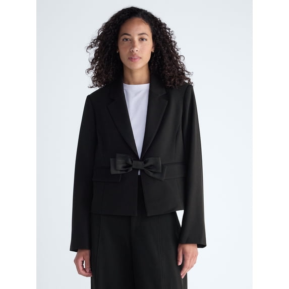 Free Assembly Women's Bow Front Cropped Blazer, Sizes XS-XXL