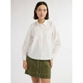 thumbnail image 1 of Free Assembly Women’s Button Front Cotton Embroidered Shirt with Long Sleeves, Sizes S-XXXL, 1 of 5