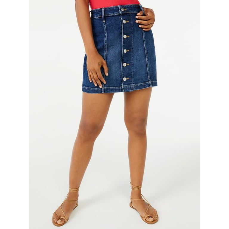 Denim mini skirt shop walmart