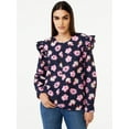 thumbnail image 1 of Free Assembly Women's Button Shoulder Blouse with Long Sleeves, 1 of 6