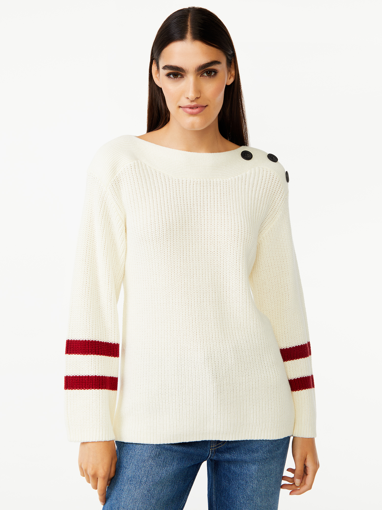 Free Assembly Women’s Button Shoulder Sweater - image 1 of 6