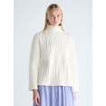 thumbnail image 1 of Free Assembly Women's Cable Knit Mock Neck Sweater, Midweight, Sizes XS-XXL, 1 of 5