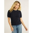 thumbnail image 1 of Free Assembly Women's Cable Knit Sweater with Short Puff Sleeves, Sizes XS-XXL, 1 of 4