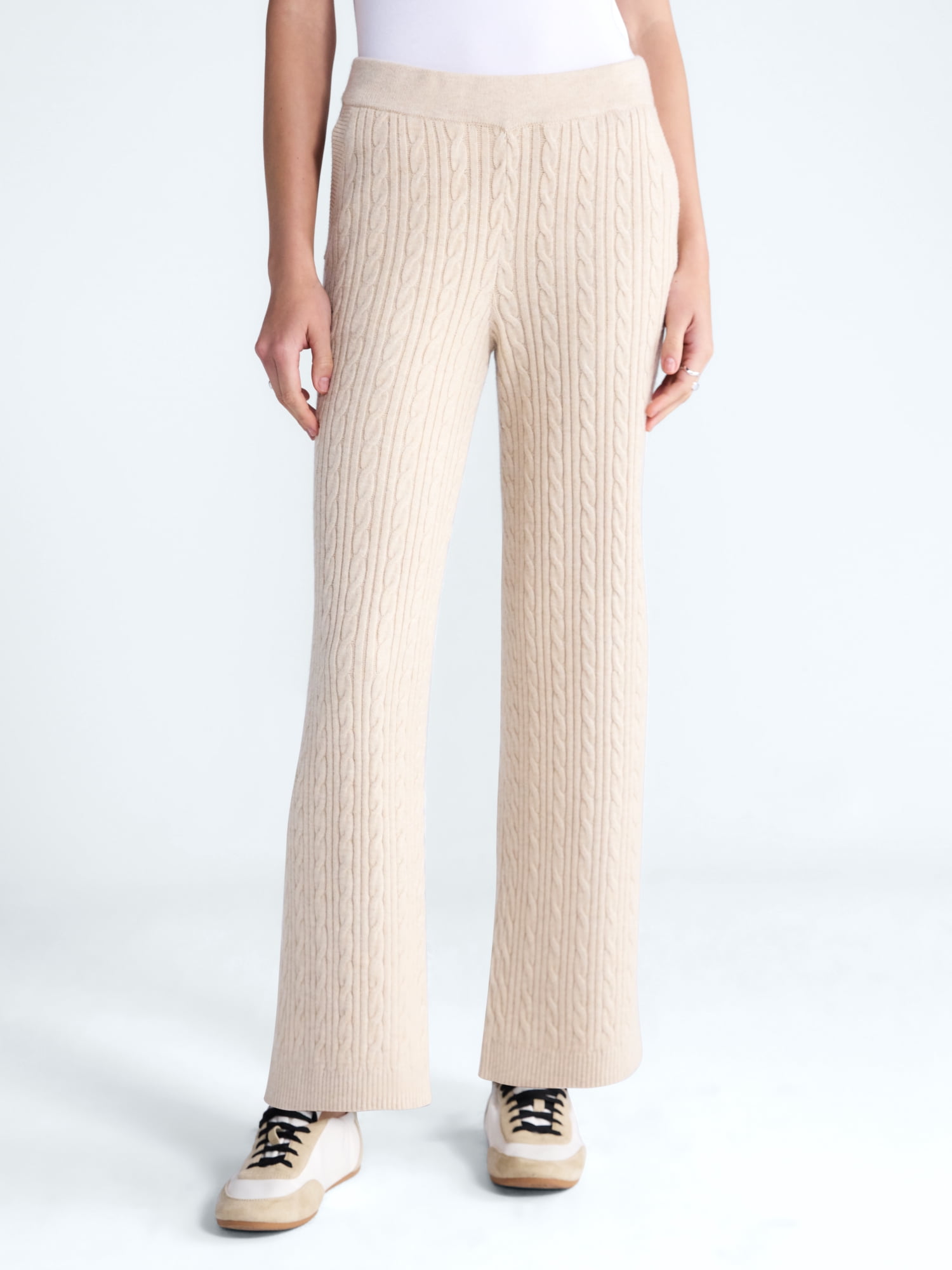 Free Assembly Women's and Women's Plus Cozy Yarn Cable Knit Sweatpants, 28.5" Inseam, Sizes XS-4X