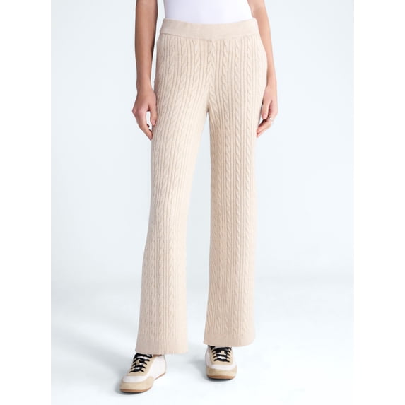 Free Assembly Women's and Women's Plus Cozy Yarn Cable Knit Sweatpants, 28.5" Inseam, Sizes XS-4X