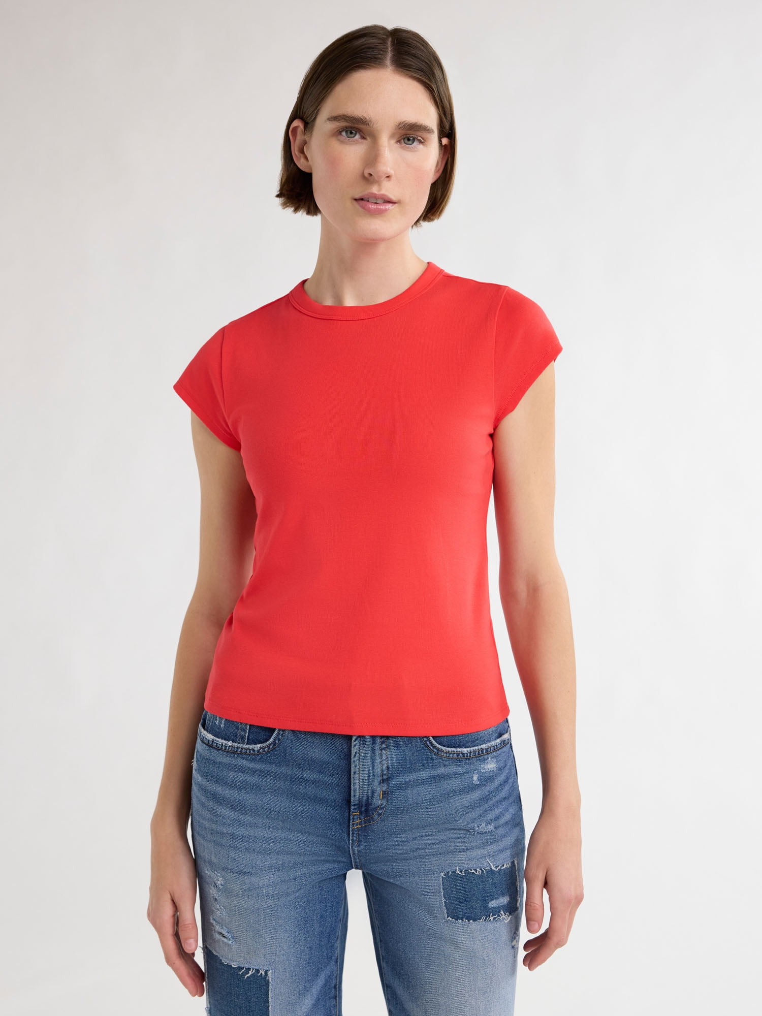 Free Assembly Women's Cap Sleeve T-Shirt Sizes XS to 4X Soft