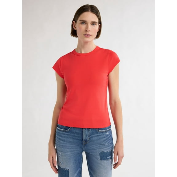 Free Assembly Women's and Women's Plus Cap Sleeve Tee, Sizes XS-4X