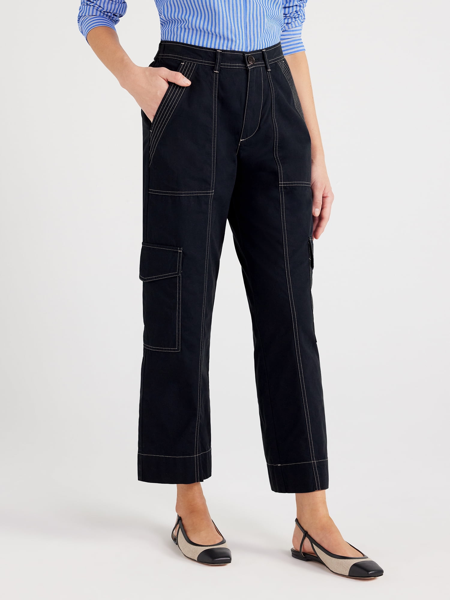 Free Assembly Women’s Cargo Pants, 27” Inseam, Sizes XS-XXXL