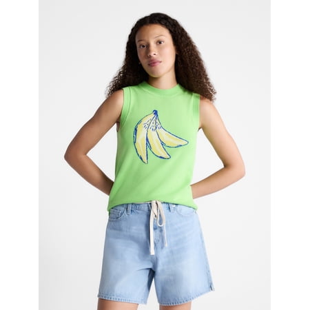Free Assembly Women's and Women's Plus Graphic Sweater Shell, Sizes XS-4X