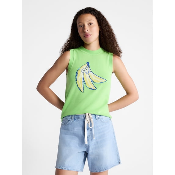 Free Assembly Women's and Women's Plus Graphic Sweater Shell, Sizes XS-4X