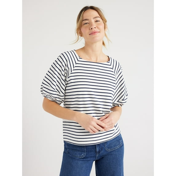 Free Assembly Women’s Cotton Balloon Sleeve Tee, Sizes XS-XXXL