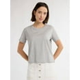 thumbnail image 1 of Free Assembly Women's and Women's Plus Cotton Cropped Boxy Tee with Short Sleeves, Sizes XS-4X, 1 of 6
