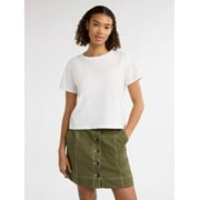 Free Assembly Womens and Womens Plus Cotton Cropped Boxy Tee with Short Sleeves, Sizes XS-4X