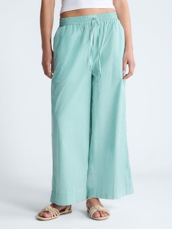 Women's and Women's Plus Cotton Poplin Cropped Wide Leg Pants, 26" Inseam, Sizes XS-4X
