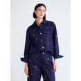 thumbnail image 1 of Free Assembly Women's Embellished Cotton Utility Shirt With Long Sleeves, Sizes XS-XXL, 1 of 5