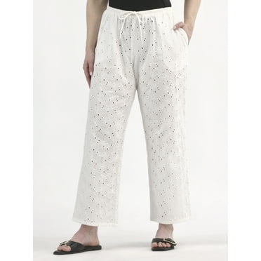 Free Assembly Women's Cotton Eyelet Coverup Pants, Sizes XXS-XXL
