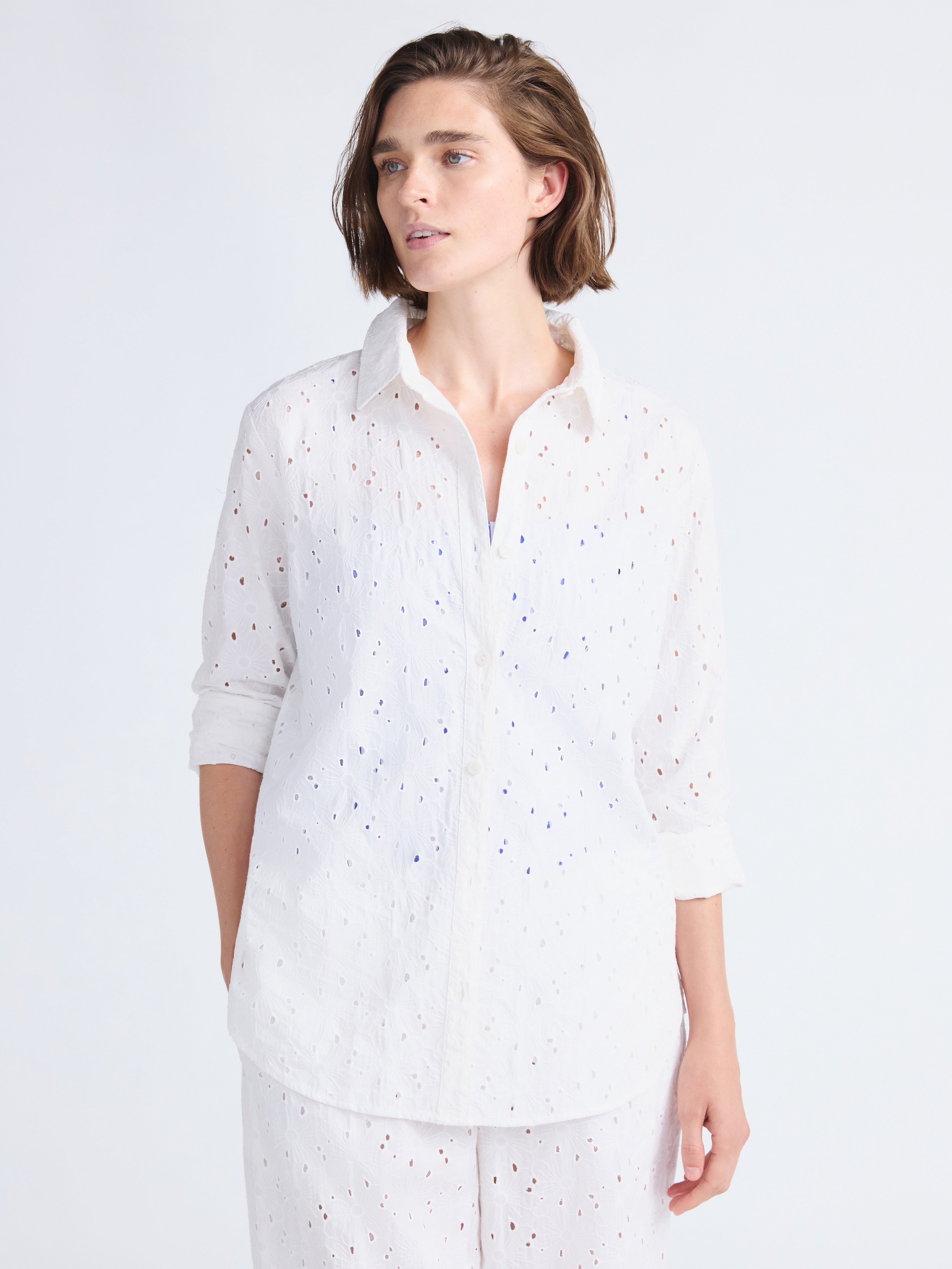 Free Assembly Women's Cotton Eyelet Coverup Tunic Shirt, Sizes XXS-XXL