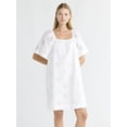 thumbnail image 1 of Free Assembly Women's Square Neck Eyelet Mini Dress with Short Sleeves, Sizes XS-XXL, 1 of 5