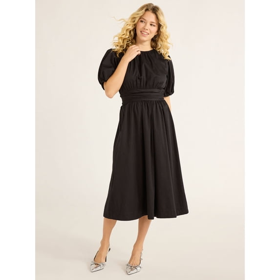Free Assembly Women's Short Sleeve Wrap Midi