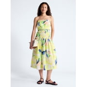 Women's and Women's Plus Strapless Cotton Poplin Tiered Midi Dress, Sizes XS-4X deal from Walmart