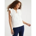 thumbnail image 1 of Free Assembly Women's Cotton Sleeveless Flutter Eyelet Top, Sizes XS-XXL, 1 of 6