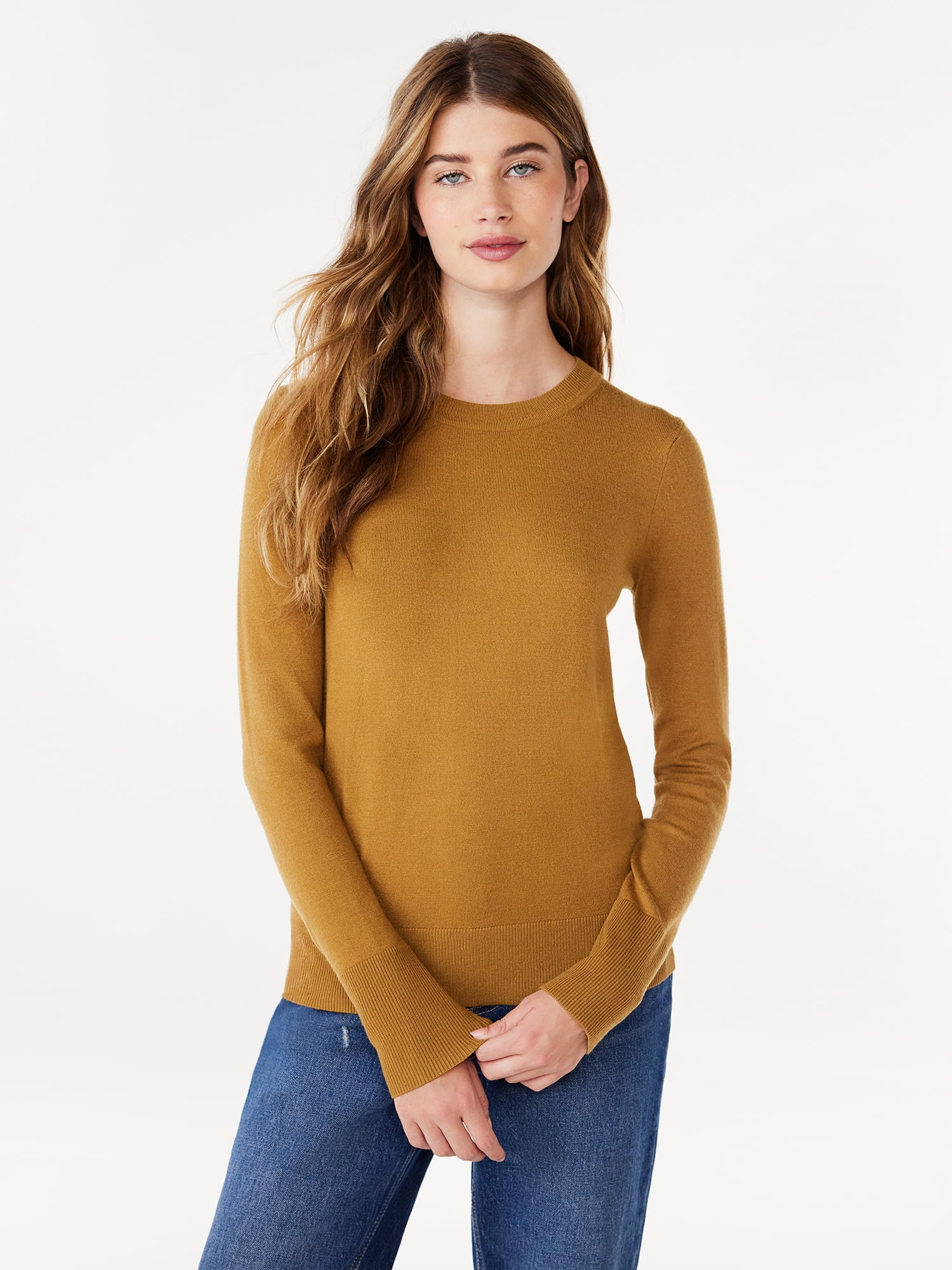 Free Assembly Women's Crewneck Sweater with Long Sleeves