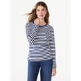 thumbnail image 1 of Free Assembly Women's Crewneck T-Shirt with Long Sleeves, Sizes XS-XXXL, 1 of 7