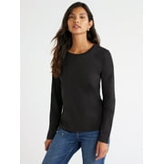 Free Assembly Women's Crewneck T-Shirt with Long Sleeves, Sizes XS-XXXL