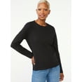 thumbnail image 1 of Free Assembly Women's Crewneck T-Shirt with Long Sleeves, Sizes XS-XXXL, 1 of 5