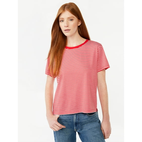 Free Assembly Women's Crop Box Tee with Short Sleeves, Sizes XS-XXXL