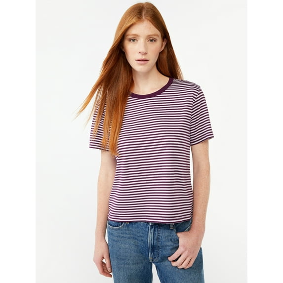 Free Assembly Women's Crop Box Tee with Short Sleeves, Sizes XS-XXXL