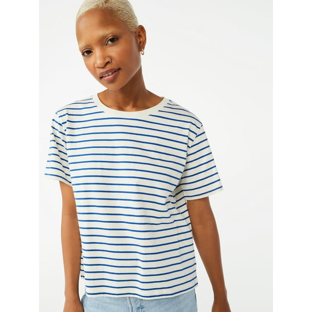 Free Assembly Women's Crop Box Tee with Short Sleeves, Sizes XS-XXXL ...