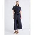 thumbnail image 1 of Free Assembly Women's Cropped Cotton Utility Jumpsuit, Sizes XS-XXL, 1 of 4
