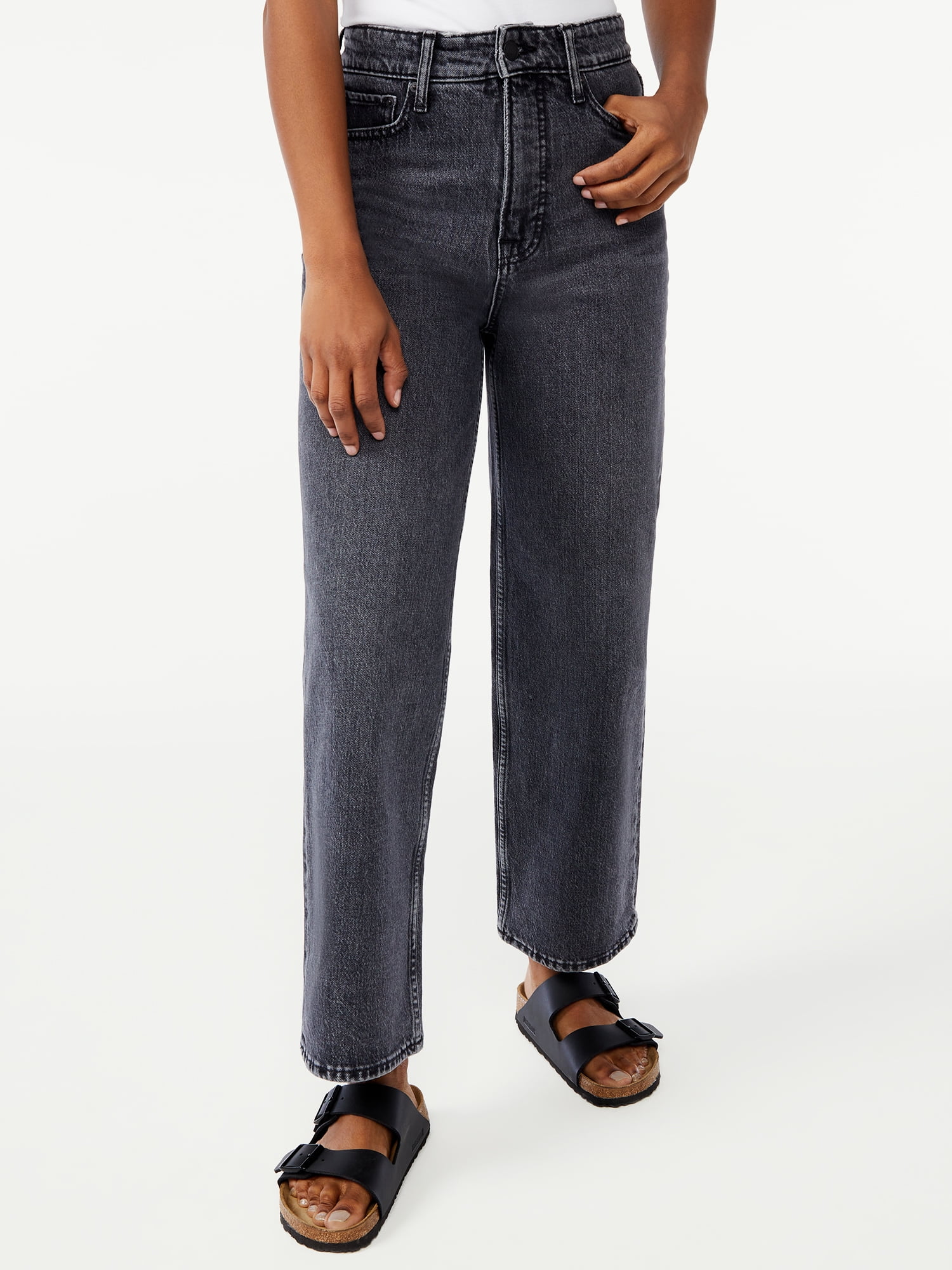 Women's High Rise Printed Cropped Straight-Leg Jeans