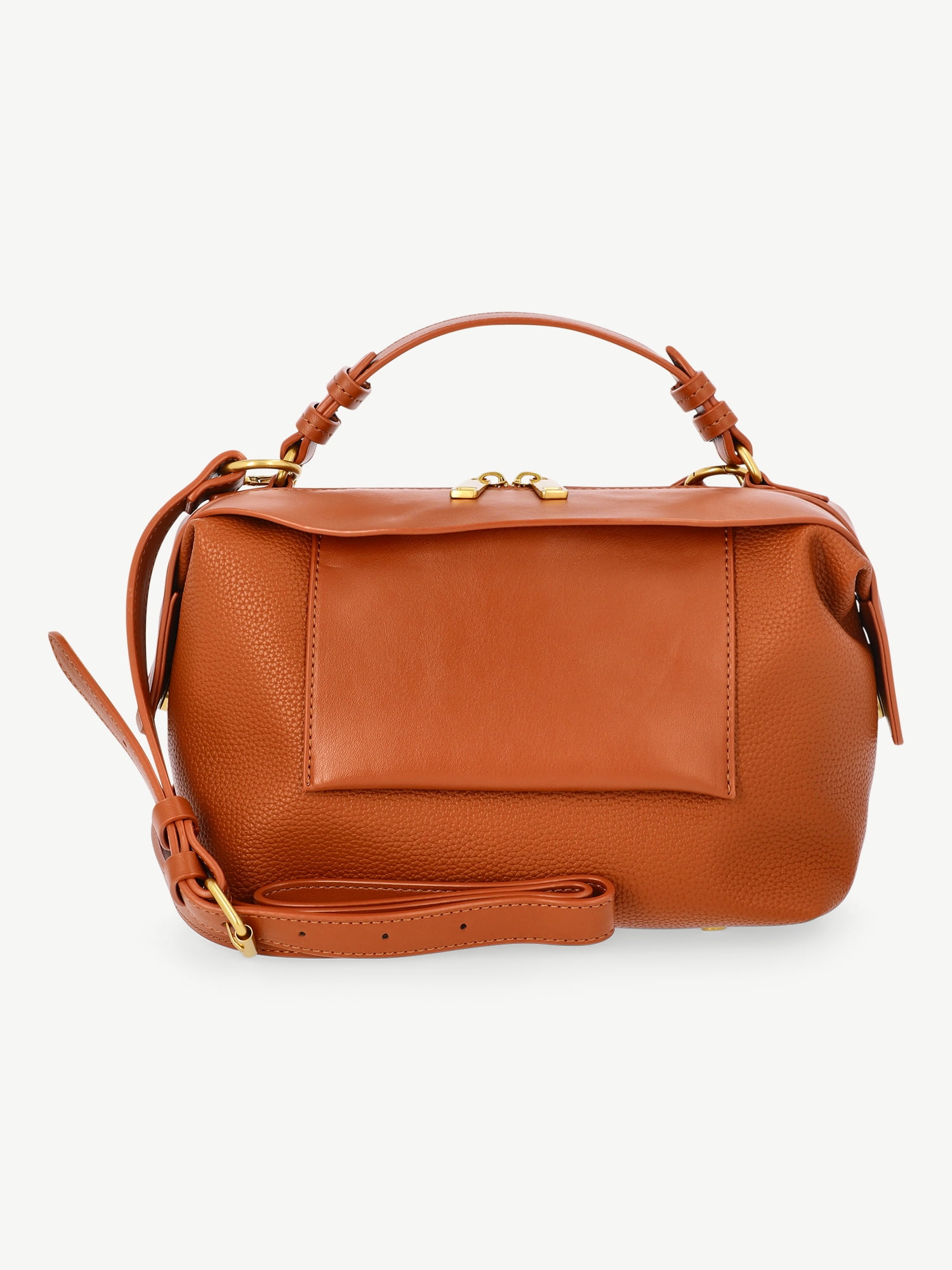 Free Assembly Women's Faux Leather Crossbody Handbag, Brown
