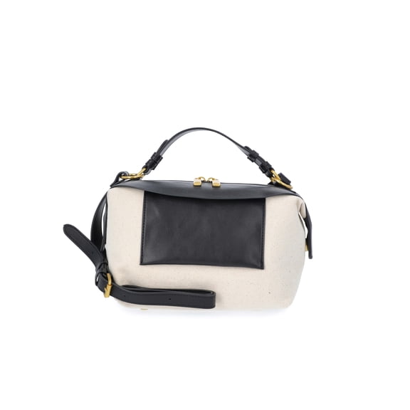 Free Assembly Women's Canvas Crossbody Handbag, Natural/Black