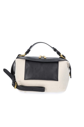 Women's Canvas Crossbody Handbag, Natural/Black